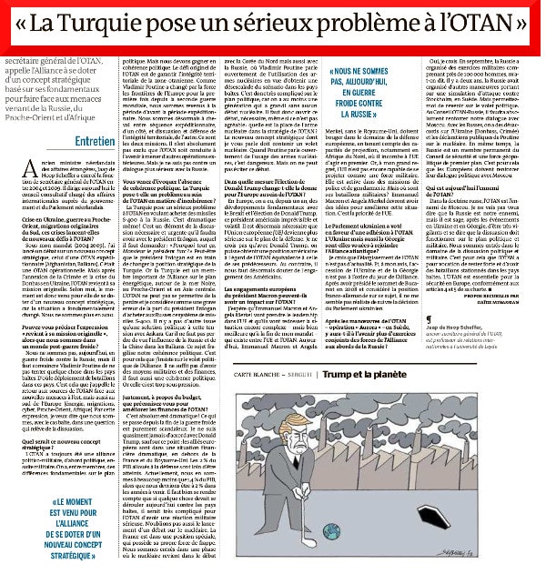 Strona z dziennika Le Monde z zaznaczonym czerwoną ramką tutyłem artykułu